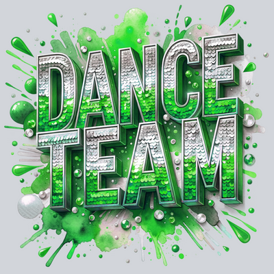 Dance Team Sequins, Cheerleading, Glitter, Inspirational, Green Design, DTF Transfer