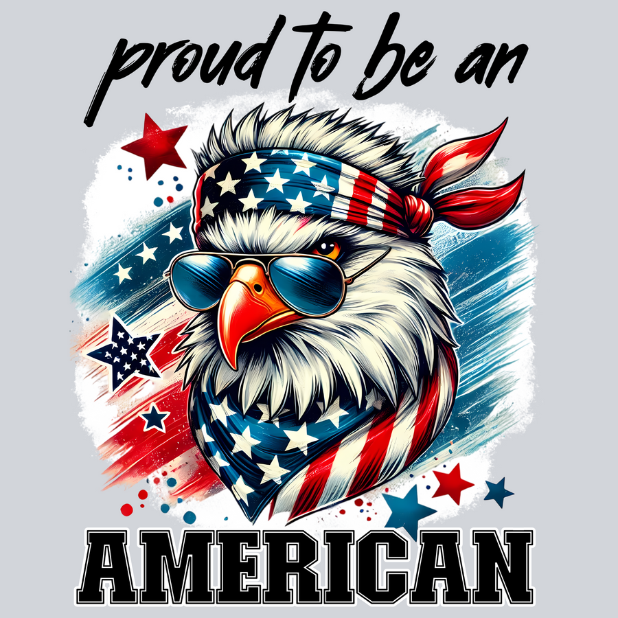 Proud to Be American, Eagle Transfers, Patriotic, Fourth of July, Bandana Design, Vintage Style