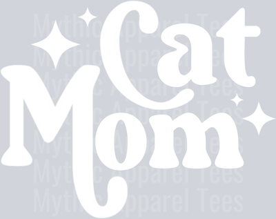 Cat Mom Retro Letters White