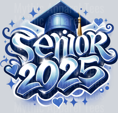001 Airbrushed Senior 2025 NAVY BLUE DTF 2025 Senior Graduation Transfers