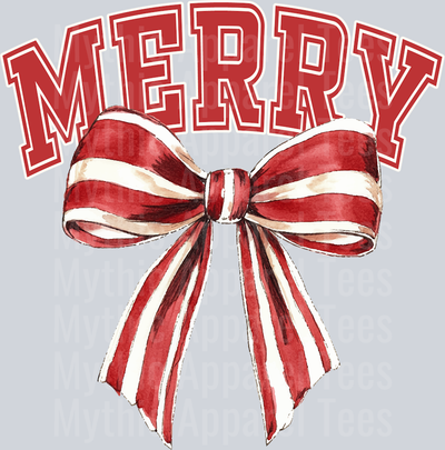 Merry Candy Cane Ribbon DTF Christmas Transfers
