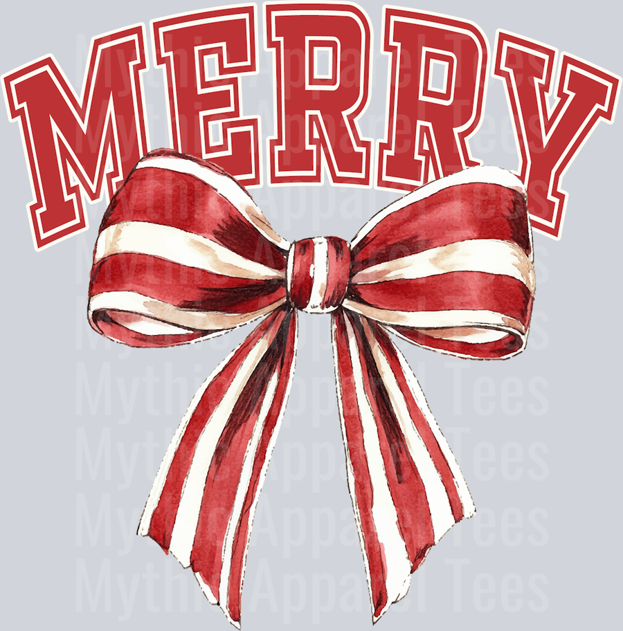 Merry Candy Cane Ribbon DTF Christmas Transfers