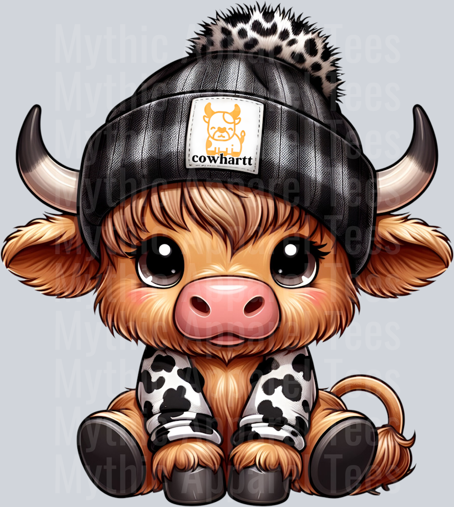 3 Leopard print Cowhartt Highland Cow DTF Carhartt Highland Cow Transfers