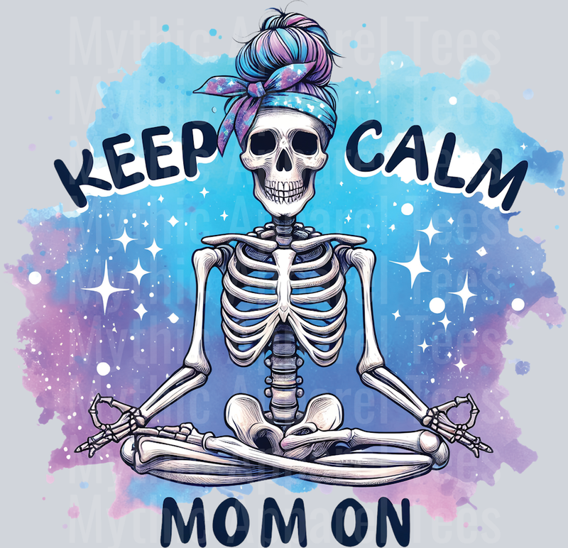 Keep calm mom on skelly meditating DTF Skull Transfers