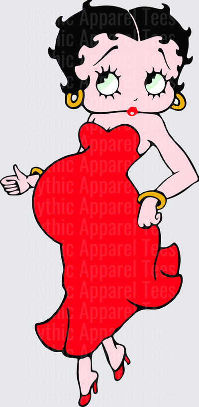 Betty Boop Red Dress Gold Bangles Thumbs Up Classic Cartoon Pin-Up Pose