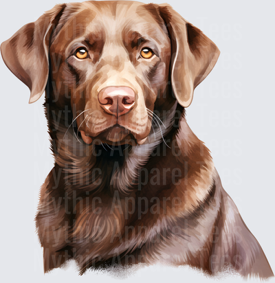 Realistic Watercolor Chocolate Labrador Retriever Portrait with Amber Eyes