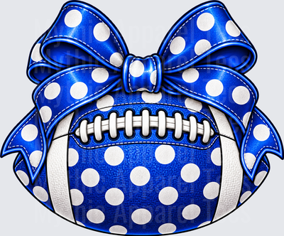 Football Royal Blue and White Polka Dot Football with Matching Glam Bow