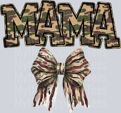 Mama Camo with Camo bow DTF Hunter Transfers