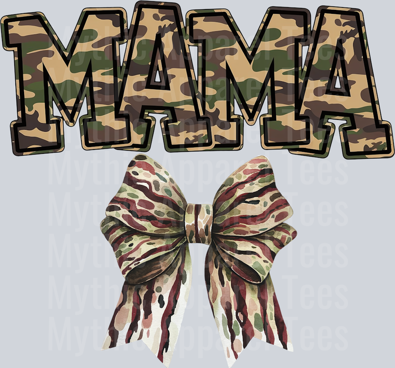 Mama Camo with Camo bow DTF Hunter Transfers