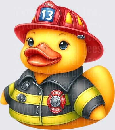 Rubber Duck in Uniform Firefighter Helmet Number 13 Badge