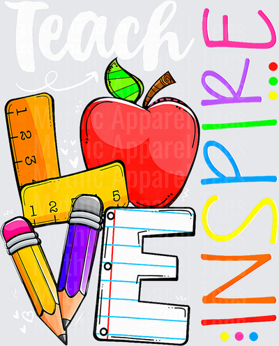 Teach Love Inspire Colorful Teacher Appreciation Design with Apple Pencils and Rulers
