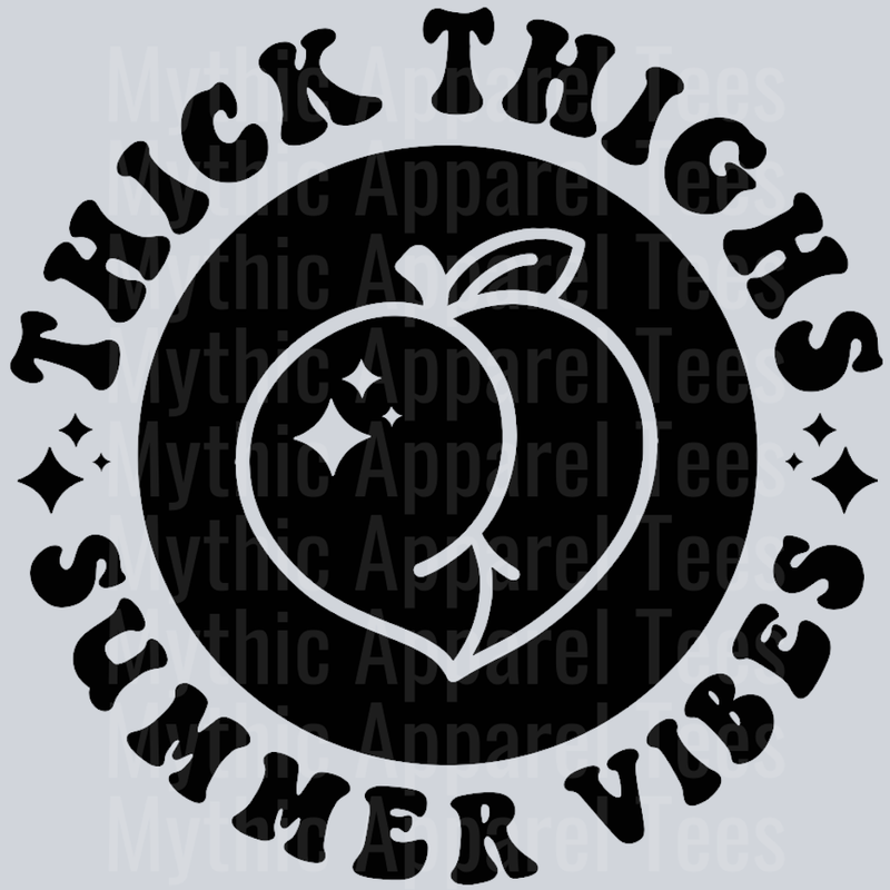 Thick Thighs Summer Vibes Pocket Design Wavey Retro Style Funny Shirt Design