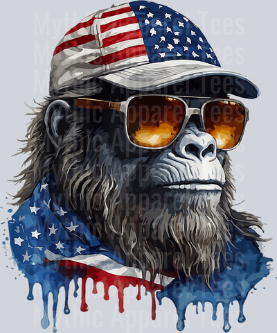 Paint drip American Flag Ape with USA Hat DTF Patriotic Transfers