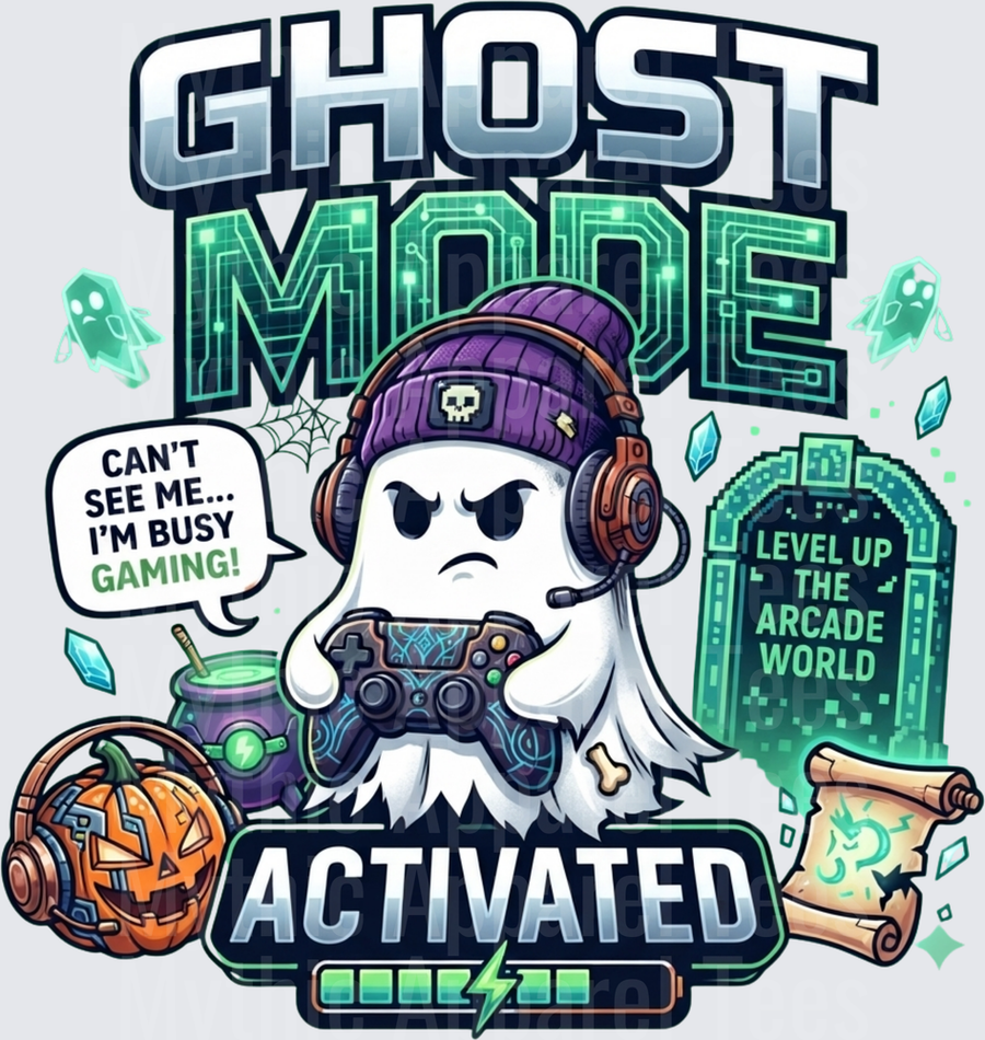 Ghost Mode Activated Gamer Ghost With Headphones Controller Pumpkin Level Up The Arcade World Can't See Me I'm Busy Gaming Halloween