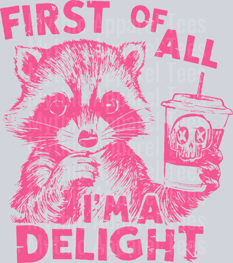 First of all I'm a delight pink DTF Racoon Transfers