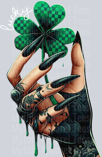 Edgy lucky clover hand DTF St Patrick's Day Transfers