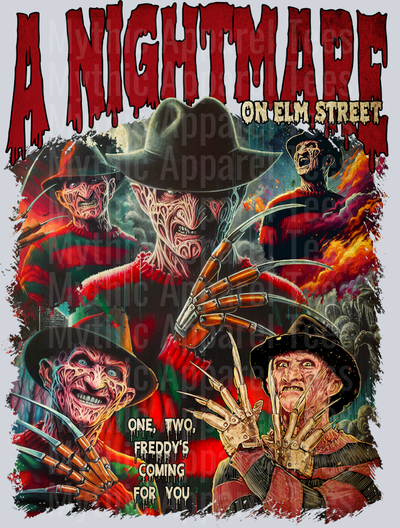 Freddy Krueger A nightmare on elm street in multiple movie scenes Halloween DTF Horror Movie Transfers