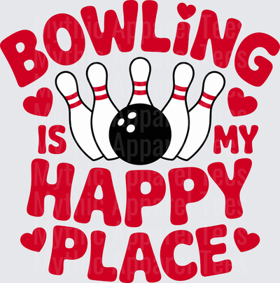 Bowling Is My Happy Place Red Heart Pins Ball Design