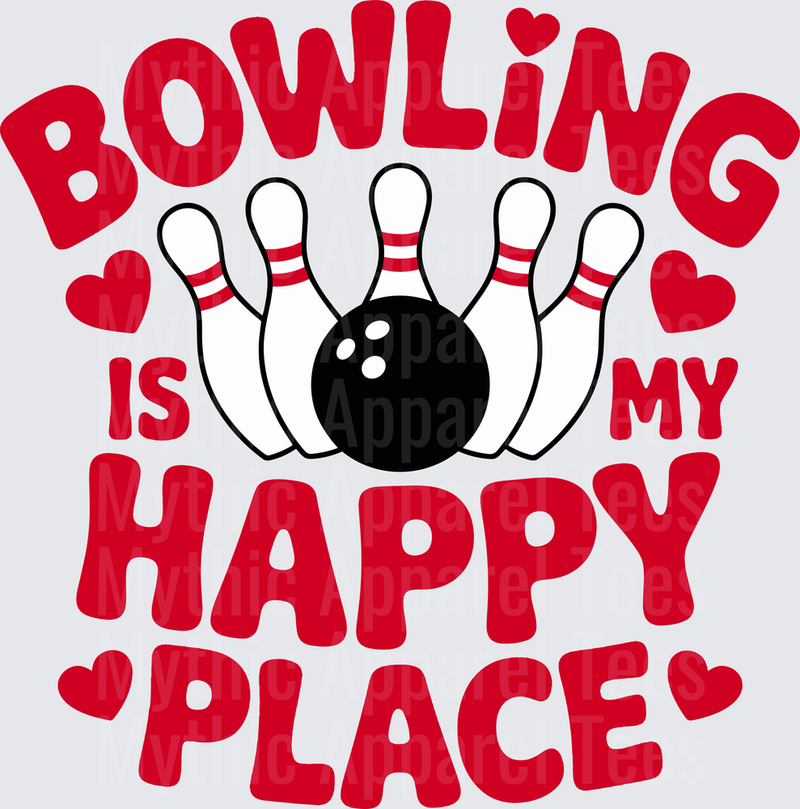 Bowling Is My Happy Place Red Heart Pins Ball Design