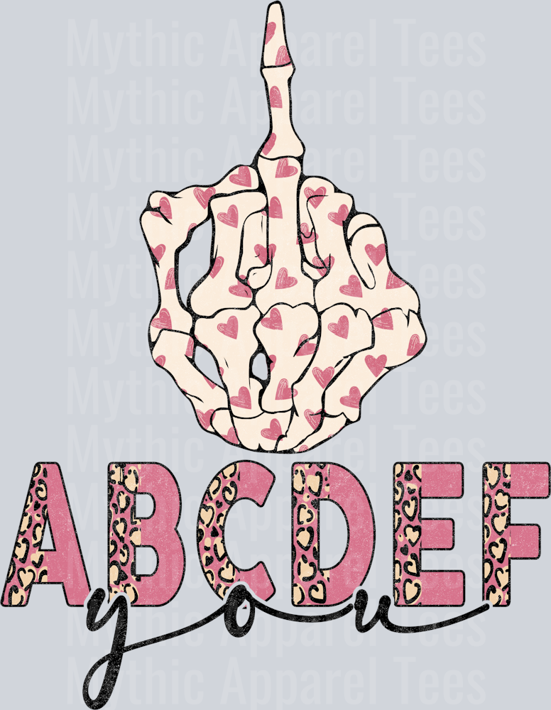 abcdef you skull hand valentines day DTF Valentines Day Transfers