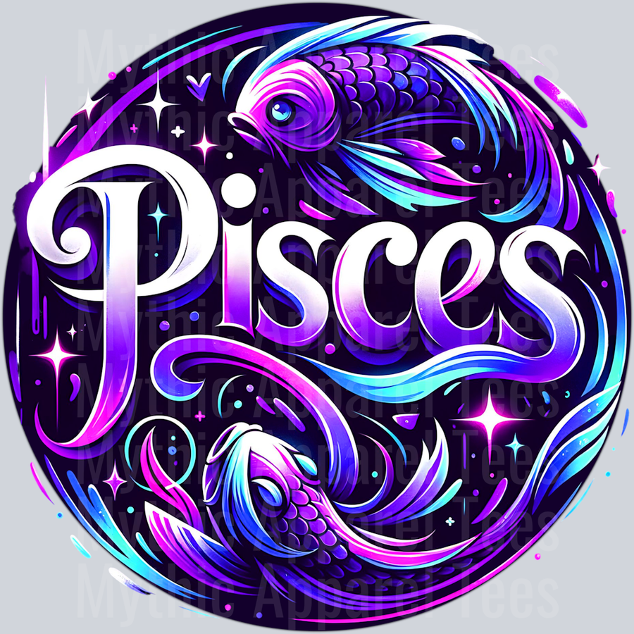 Pisces 2 Purple Sign DTF Zodiac Sign Transfers
