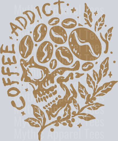Coffee addict skull made of beans  DTF Coffee Transfers