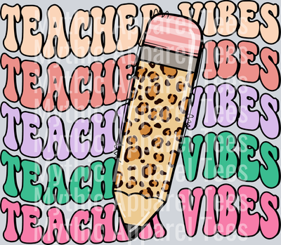 TEACHER WITH LEOPARD PENCIL DTF Teacher Transfers