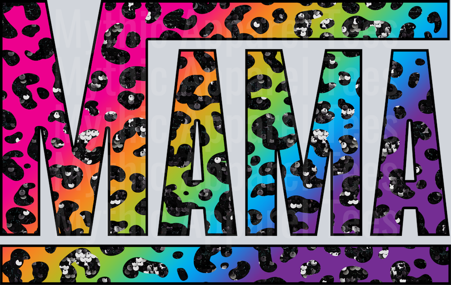 Sequin Rainbow Leopard Mama