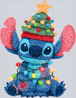 Stitch With Christmas Cheer, Stitch, Cute Holiday Alien, Christmas Themes, Winter, Festive Vibes, Holiday Lights, Whimsical Style