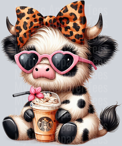Boujee Cow with Coffee DTF Coffee Transfers