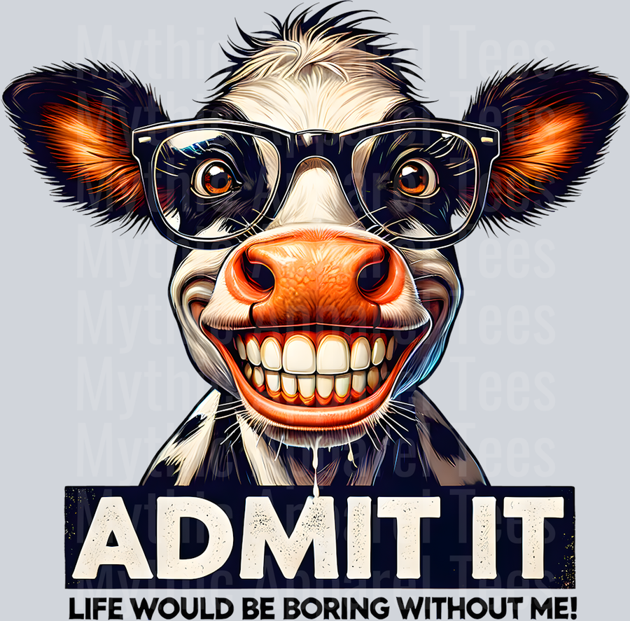 Admit it life would be boring without me DTF Cow Transfers