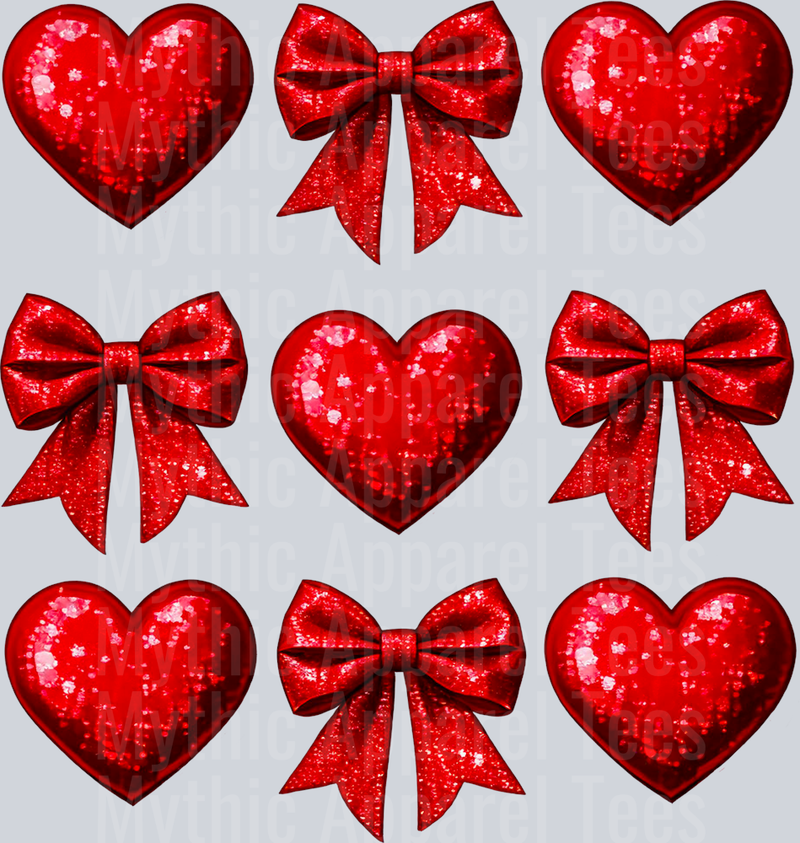 Hearts And Bows red Coquette Style Combo Valentines Day Design