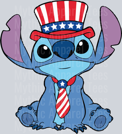stitch 3 Top hat and tie DTF Patriotic Disney Transfers