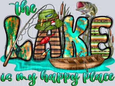 The Lake Is My Happy Place Fishing DTF Lake Transfers