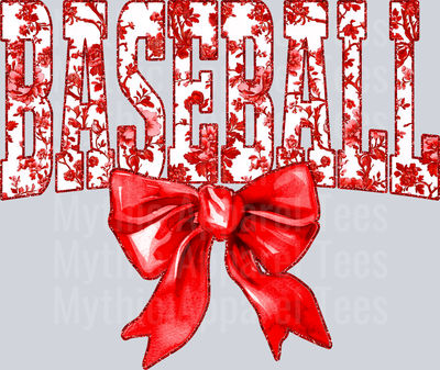 Red Baseball College Font Floral Pattern School Spirit & Sports