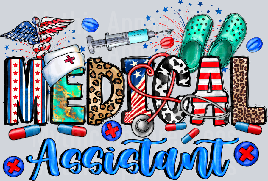 4th Of July Medical Assistant DTF Patriotic Transfers