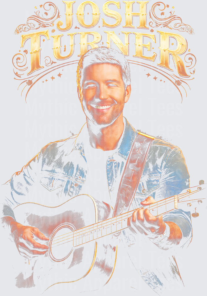 Josh Turner Country Artist Acoustic Guitar Portrait with Ornate Typography