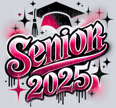 006 Senior Airbrushed Red DTF 2025 Senior Graduation Transfers