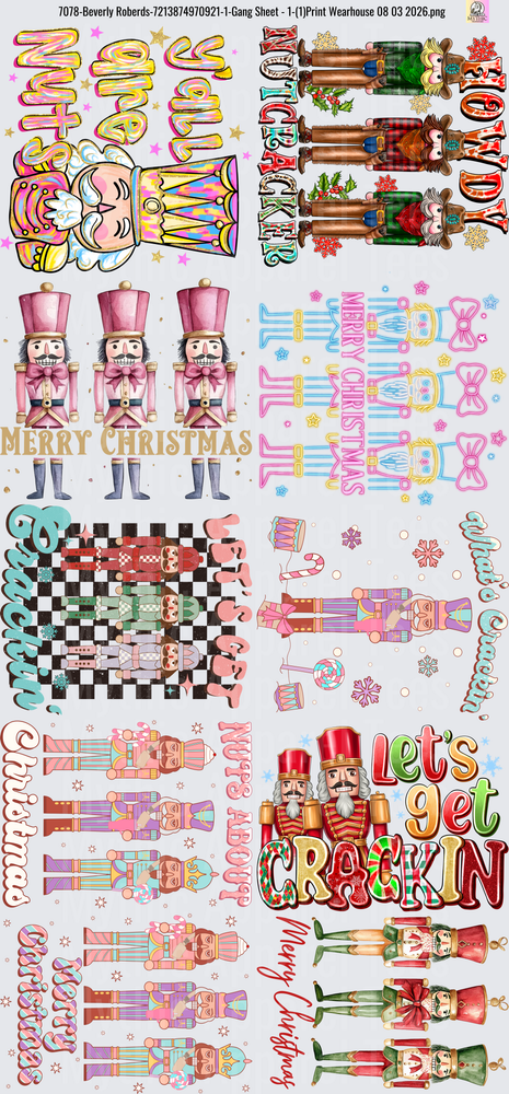 Gang Sheet FULL SIZE DESIGNS Christmas Nutcracker Holiday Design Bundle