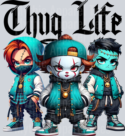 Chucky Pennywise Frankenstein Chibi Halloween DTF Thug Life Transfers