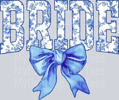 Light Blue Bride College Font With Bow Floral Pattern Wedding