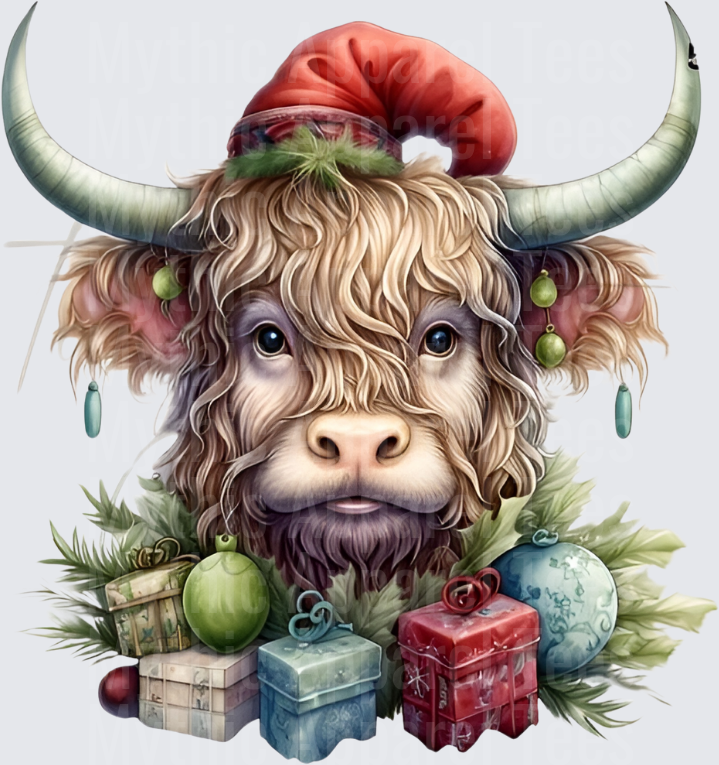 Highland Christmas Cow Santa Hat Ornaments Gifts Holiday