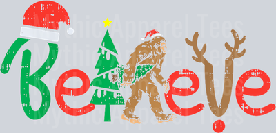 8 Believe Bigfoot Sasquatch Santa Reindeer Christmas Tree Gift T-Shirt