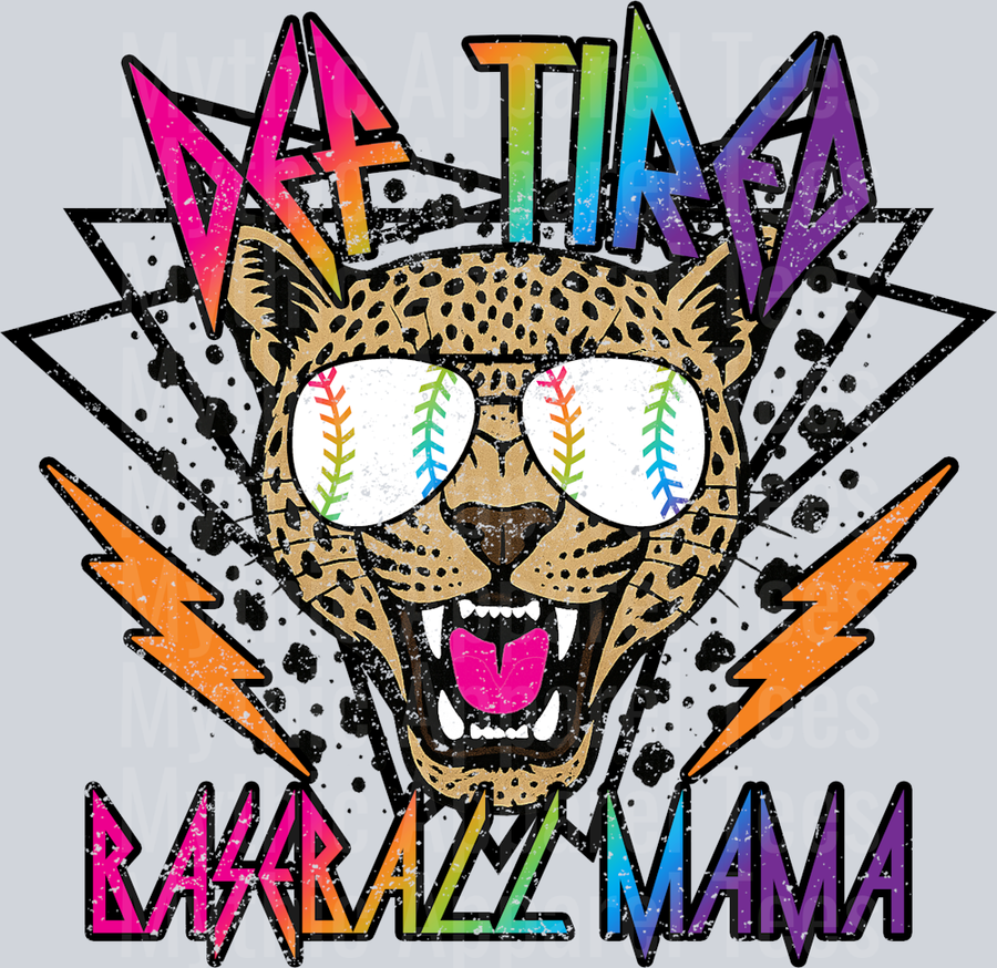Rainbow Def Tired Baseball Mama School Spirit & Sports