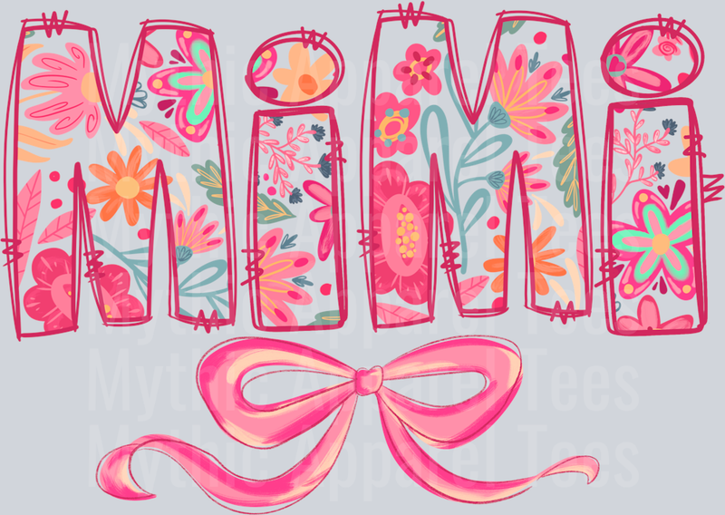 Mimi Floral Bow Pink Floral DTF MiMi Transfers