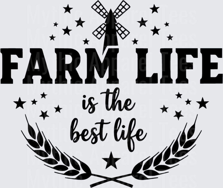 Farm Life Is The Best Life Windmill Wheat Stars Design