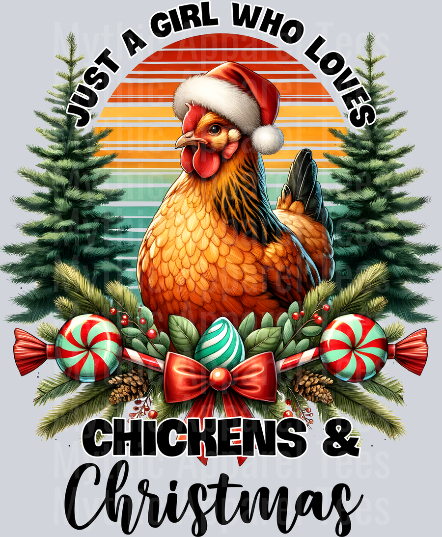 Chickens and chrismas chicken shirt DTF Chicken Transfers