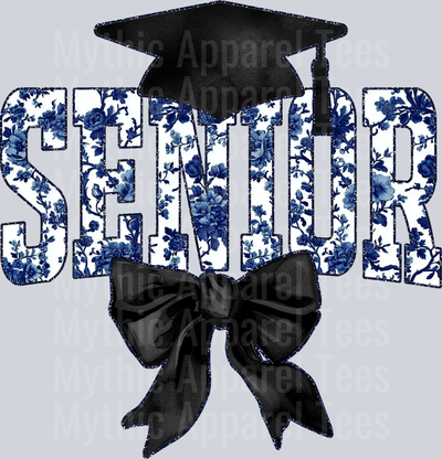 Navy Senior Hat College Font Floral Senior Graduation Design