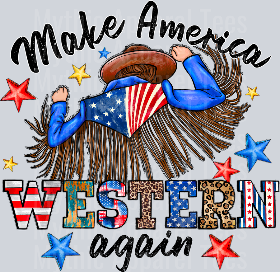 Make America Western Again Dancer Cowgirl 4th of July DTF Patriotic Transfers