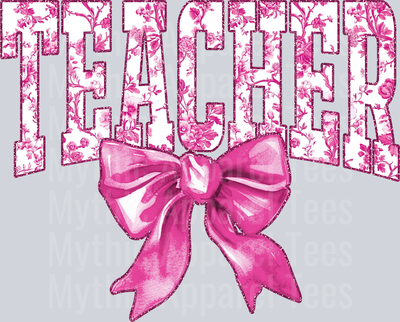 Light Pink Toile Teacher College Font Floral Teacher Design